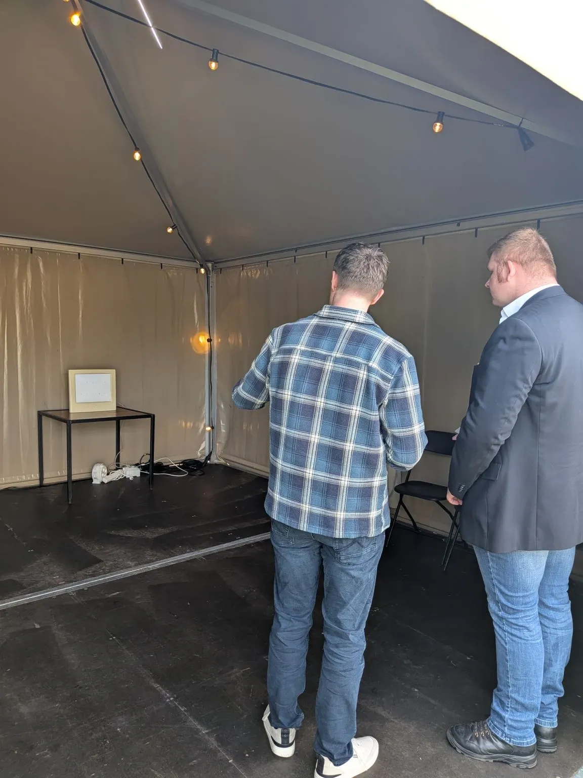 Visitors at the vision check tent during the event